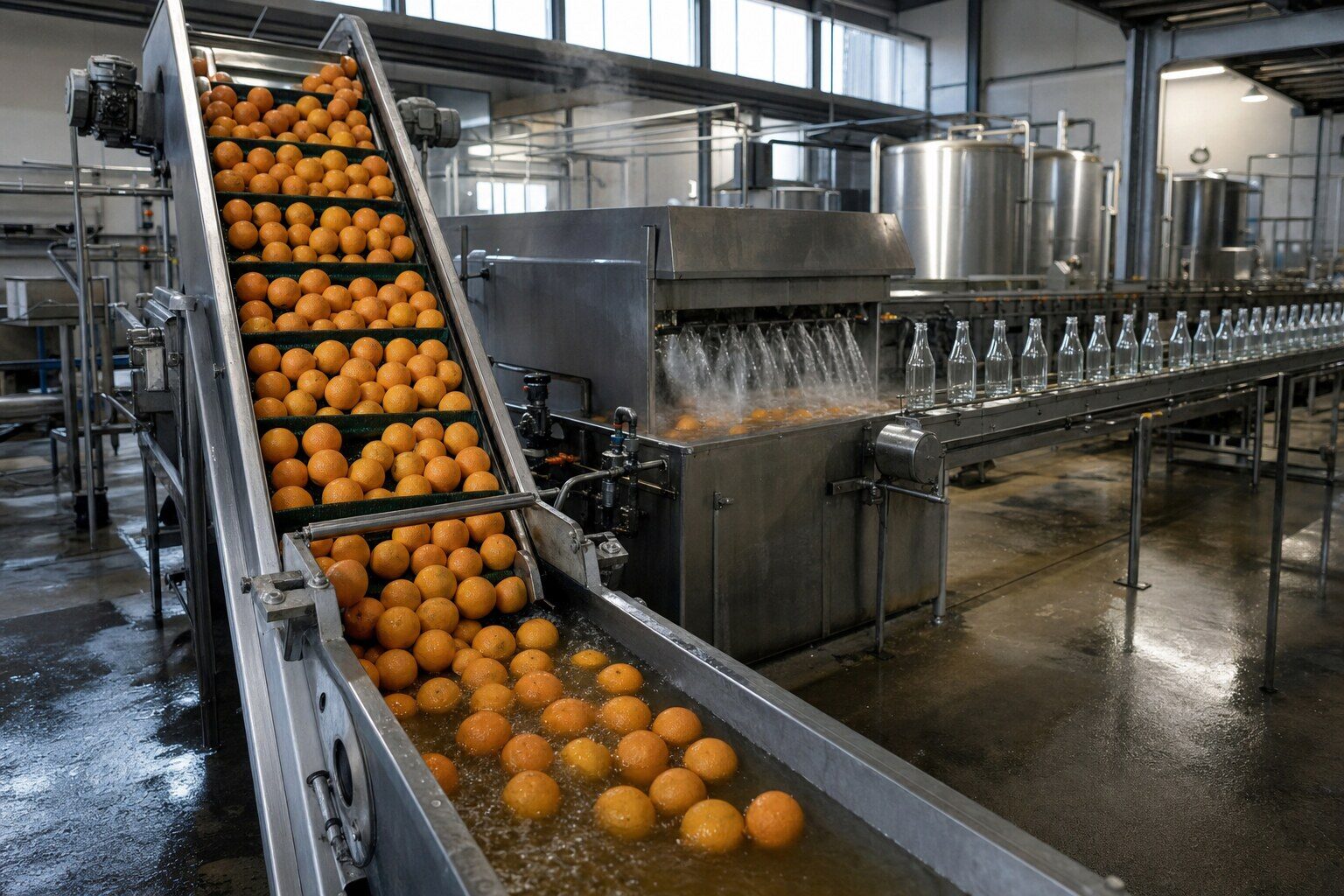 Processing line fed by disciplined production